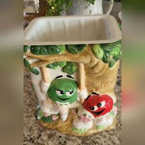 M&M Green and Red Character Ceramic Planter.